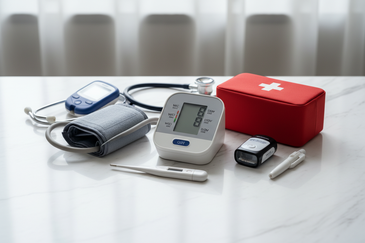 medical  red medical box and bp machine