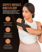 Copper Infused Kinesiology Tape – 2 Rolls (40 Precut Strips)