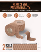 Copper Infused Kinesiology Tape (Tan) – 2 Rolls (40 Precut Strips)