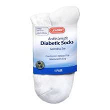 Leader Diabetic Sock Ankle White Large 1 Pair
