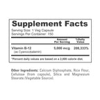 NusaPure Vitamin B12-5000 MCG 150 Veggie Capsules (Non-GMO, Vegan) - Max Strength Vitamin B12