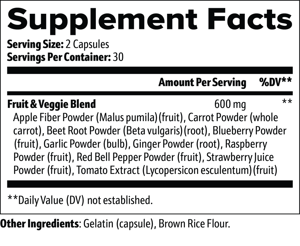 Phytoniq Fruits & Veggies |Digestive Support Capsules | 60 Count
