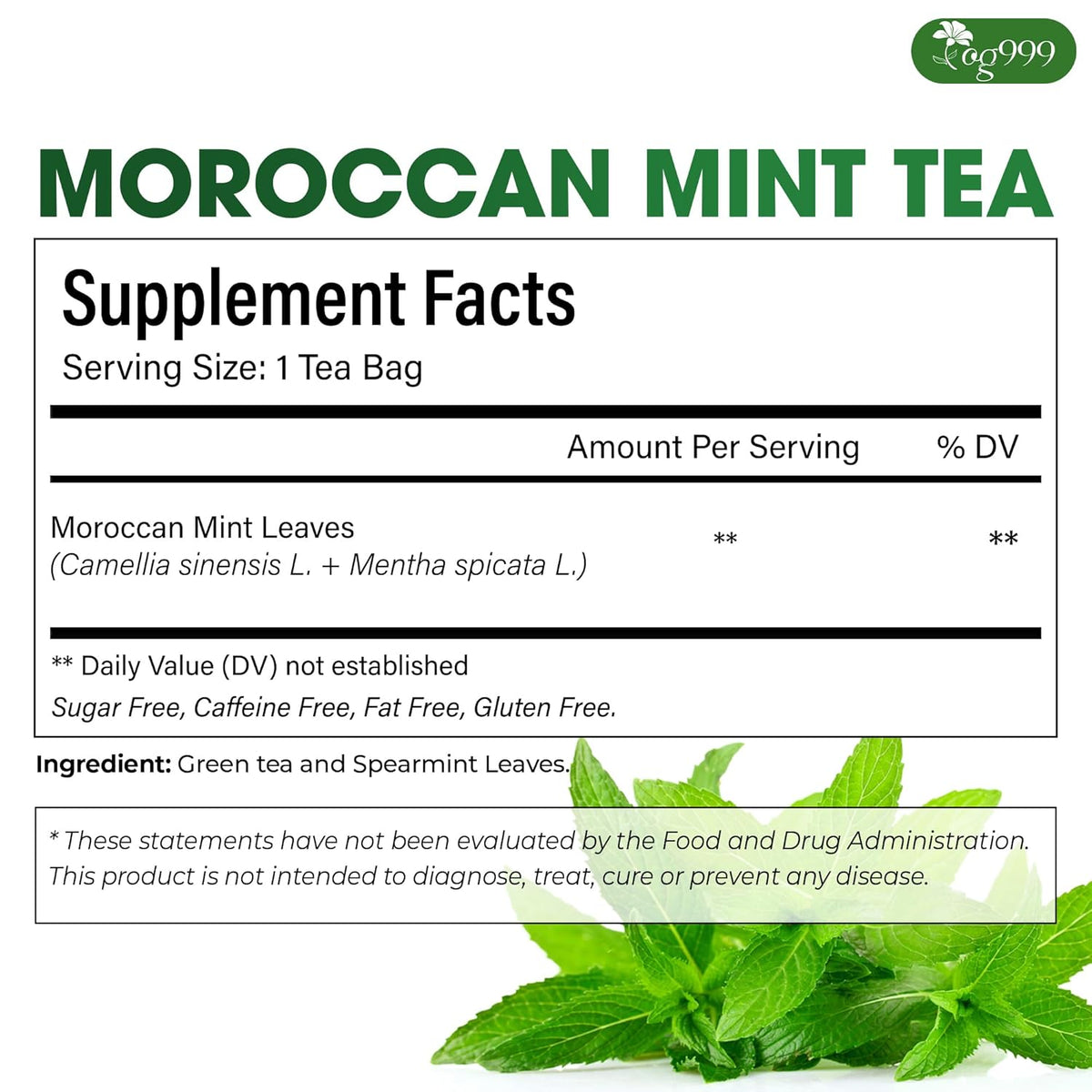 Premium Moroccan Mint Green Tea | Traditional Green Tea with Spearmint –  Premium Quality Herbal Blend.