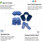 Herbal Concepts Hot & Cold Therapy Set – Eye Mask, Neck Wrap, Mittens & Booties with 12 Herb Aromatherapy Blend for Stress & Pain Relief – Soft Minky Fabric, Reusable, Comfortable (Blue)