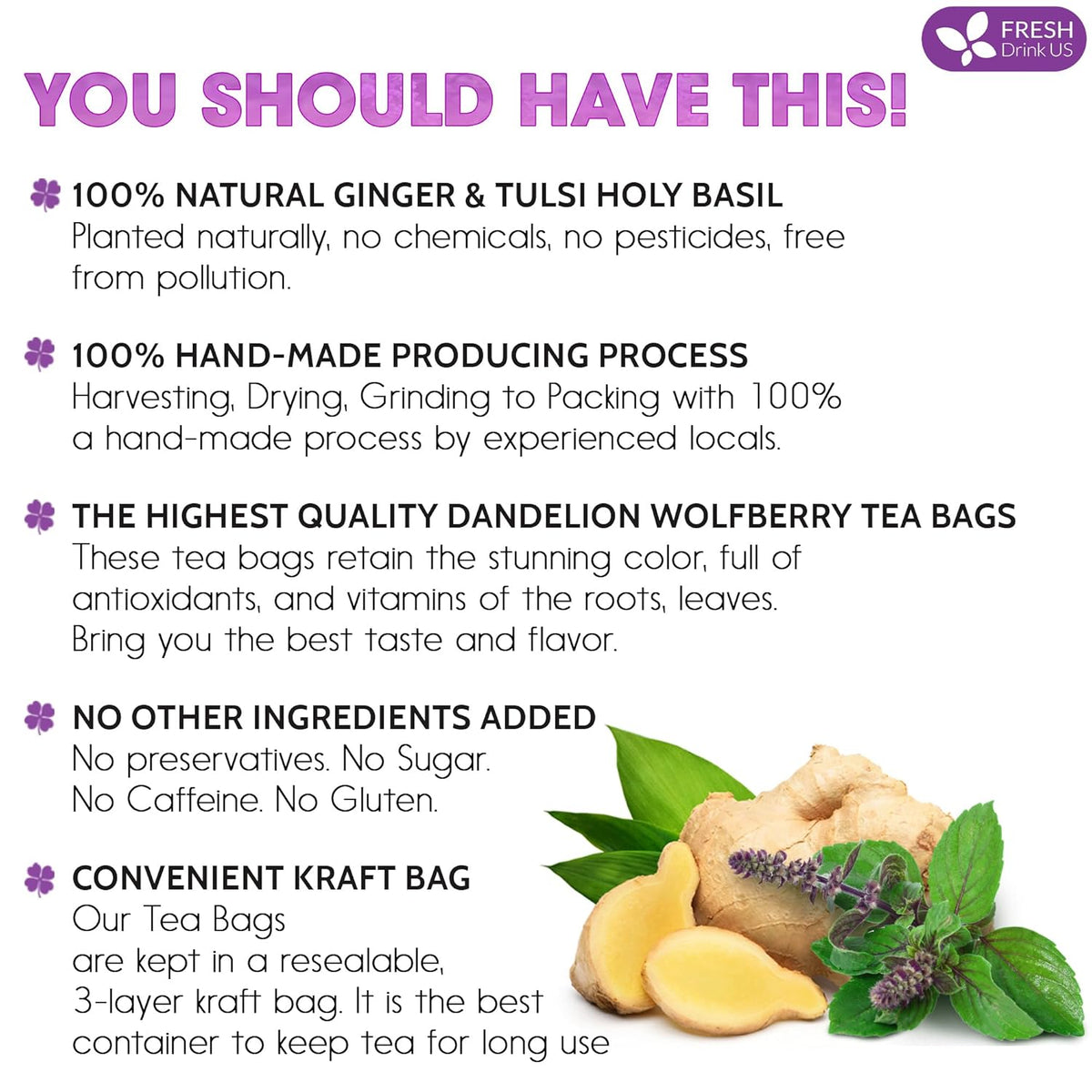 Premium Ginger Tulsi Tea Bags