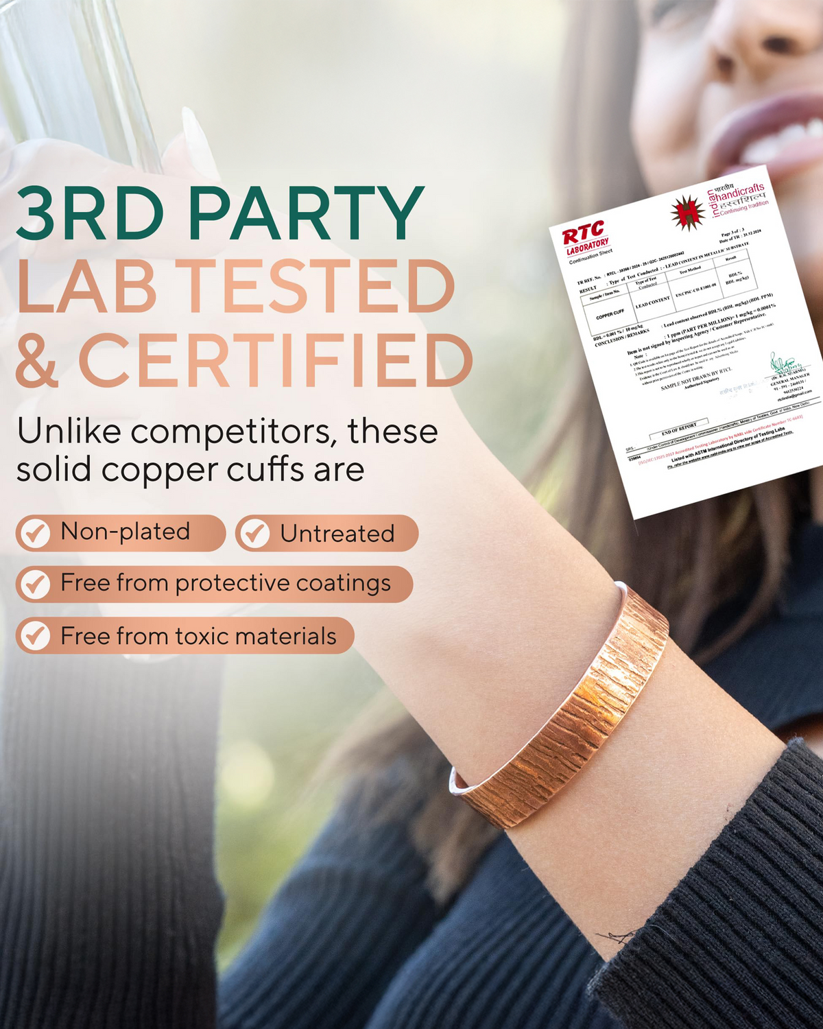 Pure Copper Cuff Bracelet – Timber