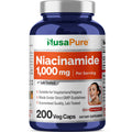 NusaPure Niacinamide 1000mg 200 Veggie Capsules (Non-GMO, Vegan) Flush Free