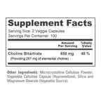 NusaPure Choline Bitartrate - Suitable for Vegetarian/Vegan, Non - GMO - 650 mg 200 Capsules