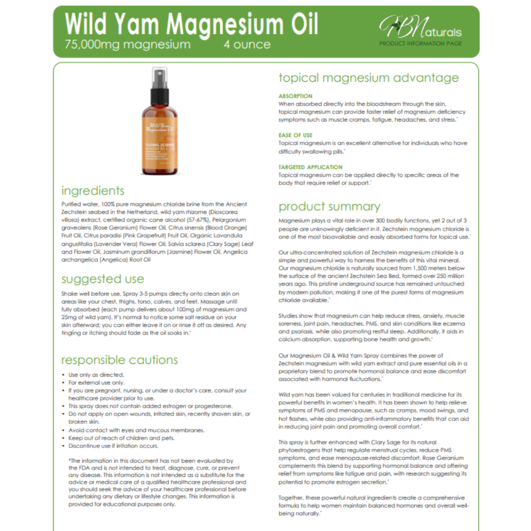Topical Magnesium Oils - 75,000 mg per 4 oz Bottle