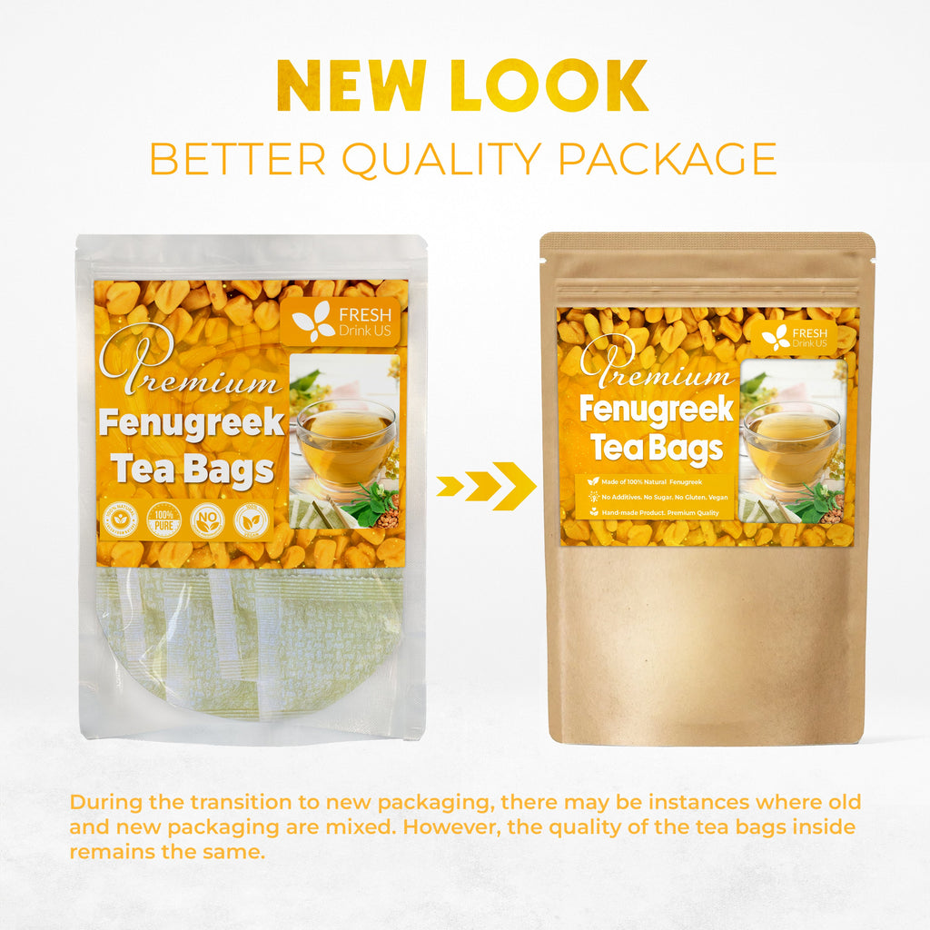 Premium Fenugreek Tea Bags. No Sugar, No Caffeine, No Gluten, Vegan. (30 Tea Bags)