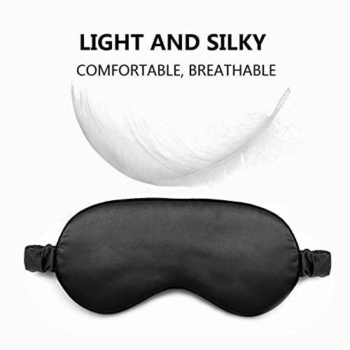 LCBD Silk Satin Sleeping Eye Mask, Black Sleep Eye Mask Night Blindfold for Women and Men, Soft Breathable Blackout Eyeshade Eye