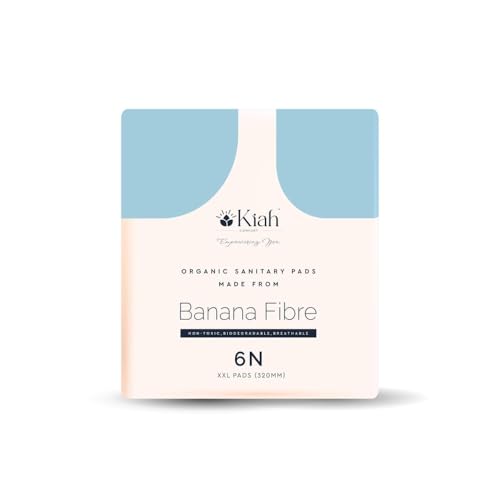 Kiah Comfort Organic Sanitary Pads Xxl (320Mm) | Biodegradable Banana Fiber | UltraSoft, NonToxic, Breathable & EcoFriendly |