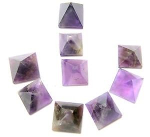 CRYSTALMIRACLE Amethyst Crystal Pyramid, Positive Energy Natural Pyramids Set of 9, Collectible Crystals Pyramids for Healing, M