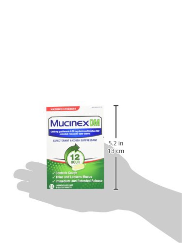 Mucinex DM Maximum Strength 12-Hour Expectorant and Cough Suppressant Tablets, 14 ct