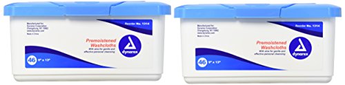 Dynarex Premoistened Adult Washcloths 9 x 13 - Tub 12/46/Cs