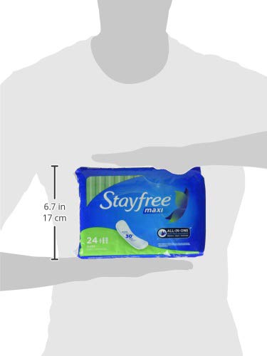 Stayfree Stayfree Maxi Pads, Super, Wingless, 24 Count, Pack of 6, 24 Count (Pack of 6), 24 Count