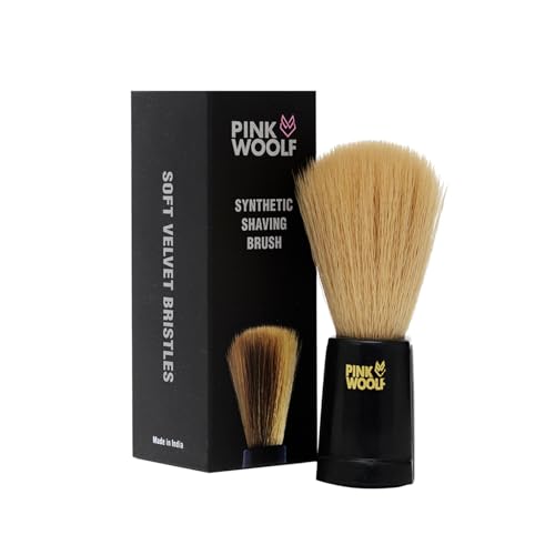 Pink Woolf Soft Bristles Shaving Brush For Men | Engineered Black Plastic Handle | Vegan Friendly Shave Brushes | 22Mm Knot |Vel