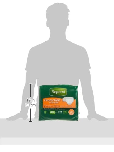 Depend Protection with Tabs, [Small/Medium], Maximum Absorbency, 20-Count Package (2 Pack)