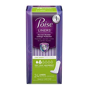 Poise Liners 24ct Light Absorbancy, Long (Case of 8 Bags)