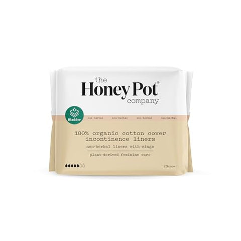 The Honey Pot Company - Non-Herbal Incontinence Panty Liners with Wings - Organic Pads for Women - Cotton Cover, and Ultra-Absor