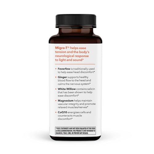 Migra-T - Migraine Prevention & Relief Supplement - Support for Severe Headaches - Reduces Light Sound & Odor Sensitivity - Feve