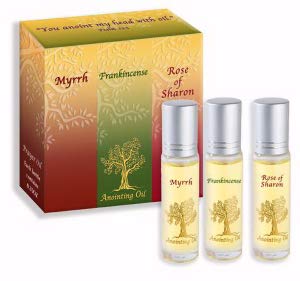 G  n  rique Annointing Oils: Frankincense, Myrrh, and Rose of Sharon (Set of Three Vials, One of Each Type)