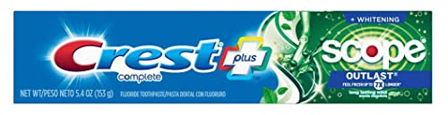 Crest Toothpaste 5.4 Ounce Plus Scope Outlast + Whitening (Pack of 3)