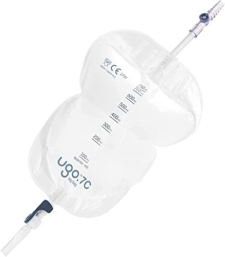 Ugo Leg Bags (x10) - Urine Drainage Bags/Catheter Leg Bags, T Tap or Lever Tap with Soft Fabric Backing and a Natural Leg-Shape 