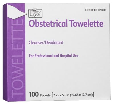 Hygea Obstetrical Towelette, Feminine Personal Cleansing Wipe, Individually Wrapped, 100 Wipes Per Box