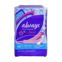 Always Thin No Feel Protection Daily Liners Regular Absorbency Scented, Breathable Layer Helps Keep You Dry, 60Count