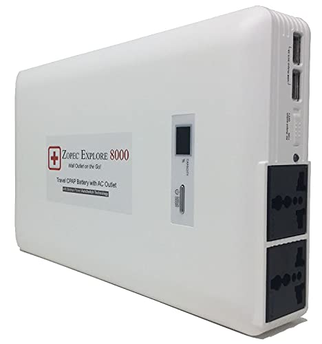 Zopec EXPLORE 8000 CPAP Battery Backup Power Supply (3-4 Nights). Automatic Switch in Power Outage. Uninterrupted Sleep! Works w