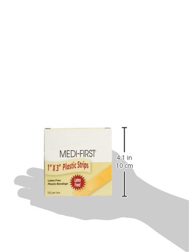 Medi-First 60033 Plastic Strip Bandages, 1 x 3, Box of 100