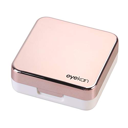 Inovera Eyekan Travel Contact Lens Case Box With Mirror (Rose Gold, Plastic)