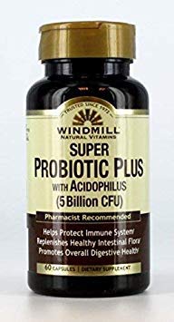 Windmill Natural Vitamins Super Probiotic Plus with Acidophilus (5 Billion CFU) 60 Capsules (Pack of 2)