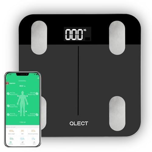 Qlect Smart Bmi Weight Machine For Body Weight With 18 Body Parameters Sync With Mobile App, Body Fat Analyzer Machine With 2 Yr