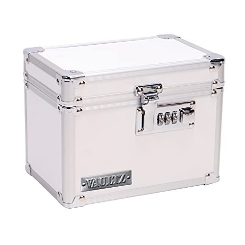 Medicine Lock Box w/Combination Lock - 5 x 7 x 5 Cabinet Safe, White