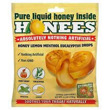 Honees Filled Menthol Lemon Cough Drop, Honey, Menthol & Lemon Cough Drops- Sore Throat Relief - Nothing Artificial -Natural Sor