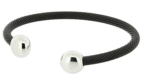 QRAY Black and White Deluxe Stainless Steel Golf Athletic Bracelet (Small: 6~7)