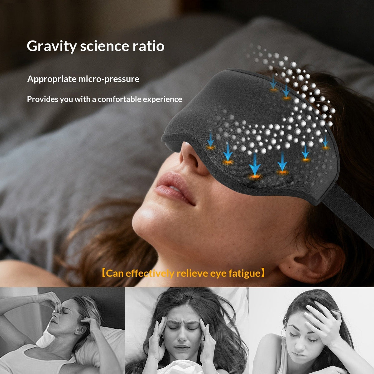 130g 3D Weighted Sleep Mask with Light-Blocking Design