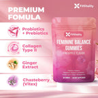 Premium Feminine Balance Gummies – Vaginal Probiotics & Support Digestive Health – Probiotics, Collagen Type II, Chasteberry, Vitamin D & Magnesium
