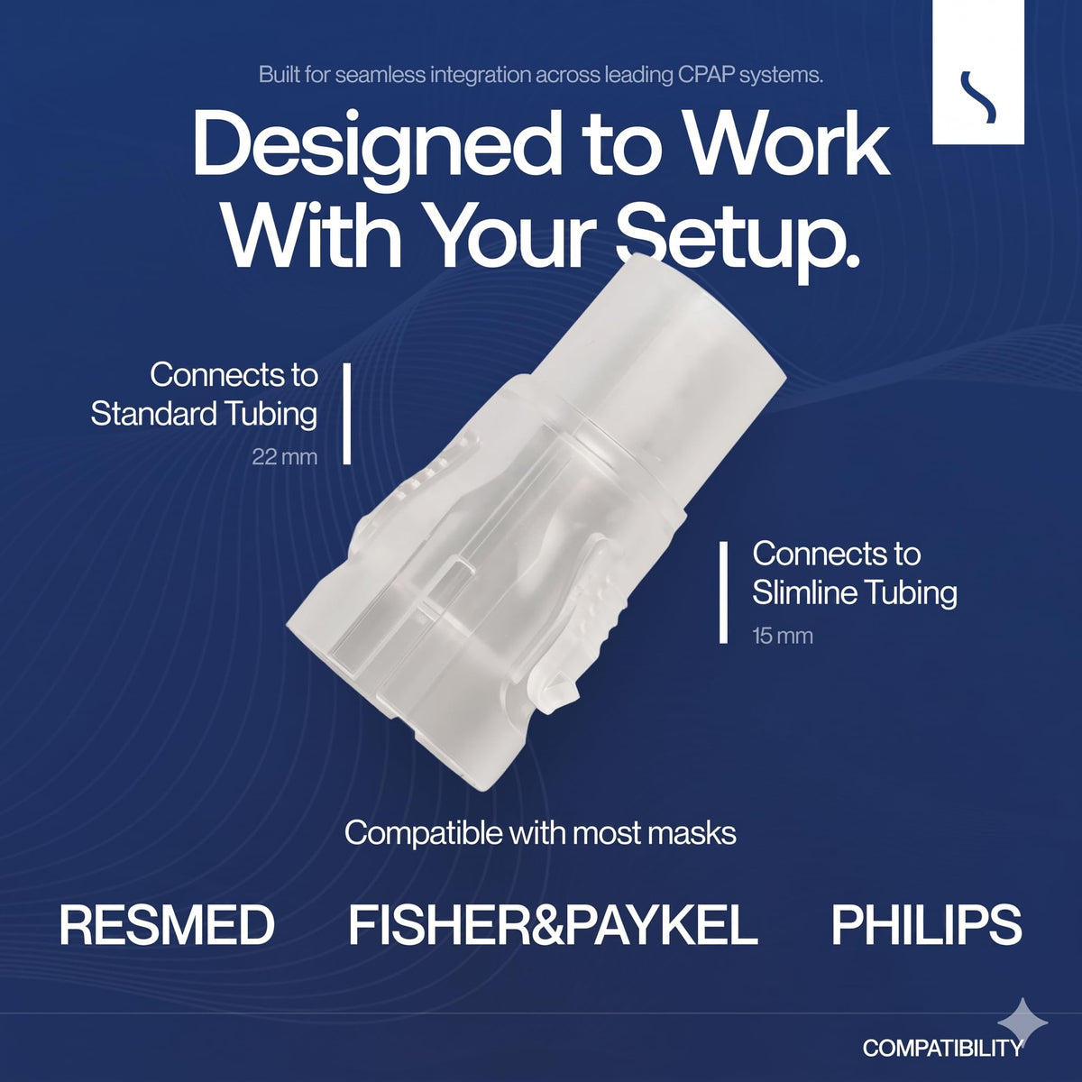 Snugell Adapter - Universal Tubing Connector Compatible with ResMed AirMini - Fits 15mm & 22mm CPAP Masks - Durable, Travel-Friendly Accessory for Convenient Use Anywhere
