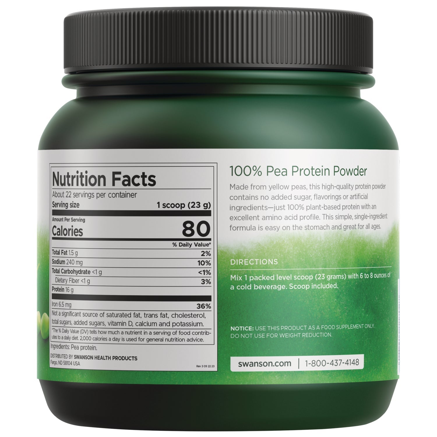 100% Pea Protein Powder - Unflavored