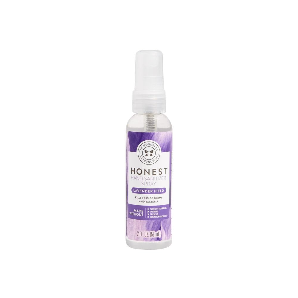 The Honest Company Plant-Based Hand Sanitizer Spray | Kills 99.9% of Germs | Hypoallergenic, Quick-drying + Moisturizing | Laven