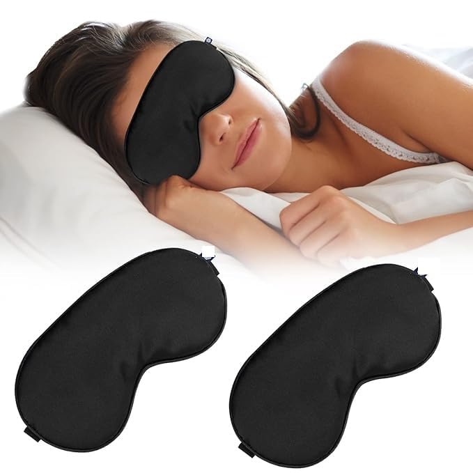 Pack 2 Eye Mask For Sleeping With Adjustable Strap Super Soft Sleeping Mask Blind Fold For Comfortable Sleep Travelling Sleep Ma