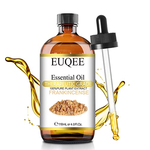 EUQEE Frankincense Essential Oil 118ml Large Bottle Pure Frankincense Oil with Glass Dropper Greatect for Aromatherapy, Diffuser