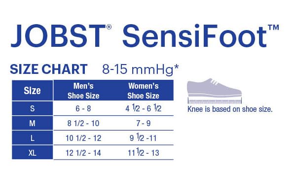 JOBST SensiFoot Diabetic Compression Socks 8-15 mmHg Crew Closed Toe White Large