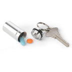 EZY DOSE Keychain Pill Box and Medicine, Vitamin Container, Safe for Money & Travel Items, Metal Canister, Medium Compartments,