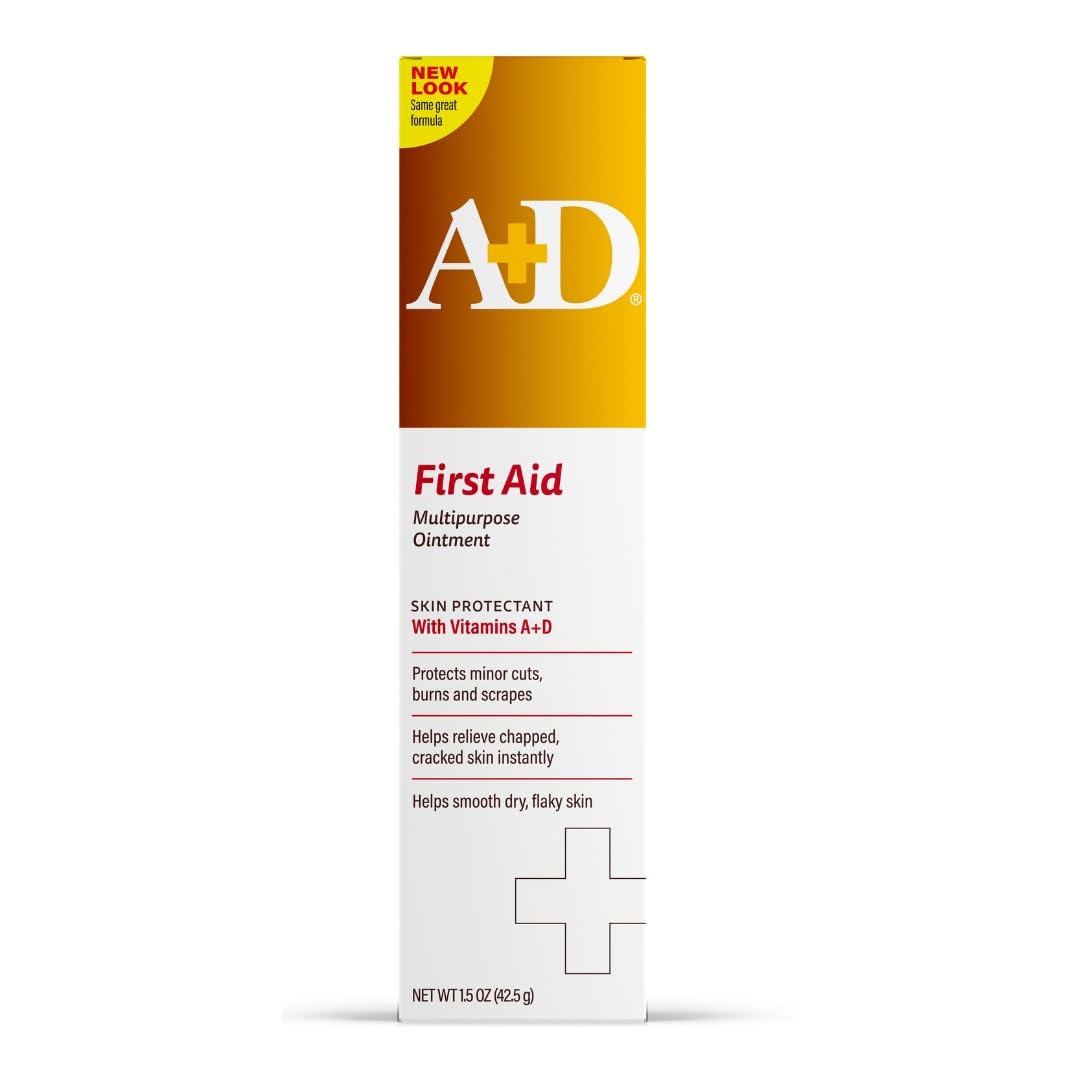 A+D First Aid Healing Ointment - Moisturizing Skin Protectant for Dry Cracked Heels, Elbows, Hands and Lips - Use After Hand Was