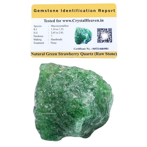 Crystal Heaven Certified Green Strawberry Quartz Healing Rough Stone,Natural Raw Crystals For Manifestation,Meditation And Reiki