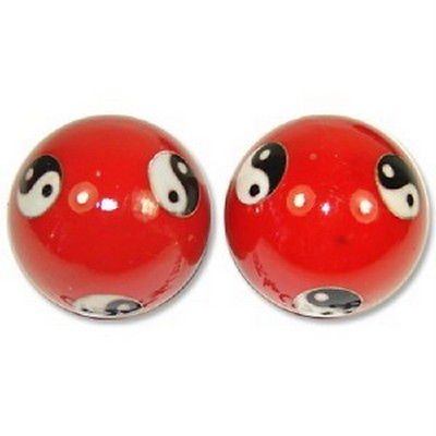 JapanBargain, Set of 2 Chinese Baoding Balls Hand Exercise Therapy Balls Stress Reliefe Balls, (Red)